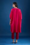 Shop_Prisho_Fuchsia Embroidery Round Neck Pink Designer Kaftan And Pant Set _at_Aza_Fashions