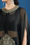 Prisho_Black Chiffon Embroidery Round Neck Designer Kaftan Set _Online_at_Aza_Fashions