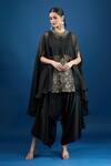 Buy_Prisho_Black Chiffon Embroidery Round Neck Designer Kaftan Set _at_Aza_Fashions