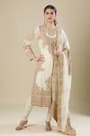 Buy_Anamika Khanna_Ivory Embroidery Round Neck Kurta Set_at_Aza_Fashions