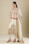 Shop_Anamika Khanna_Ivory Embroidery Round Neck Kurta Set