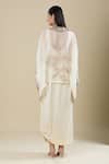 Shop_Anamika Khanna_Off White Sequins Round Neck Embroidered Tunic And Draped Skirt Set _at_Aza_Fashions
