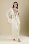Shop_Anamika Khanna_Off White Sequins Round Neck Embroidered Tunic And Draped Skirt Set _Online_at_Aza_Fashions