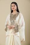 Anamika Khanna_Off White Sequins Round Neck Embroidered Tunic And Draped Skirt Set _at_Aza_Fashions
