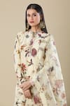 Anamika Khanna_Off White Embroidery Round Neck Floral Print Kurta Set_Online_at_Aza_Fashions