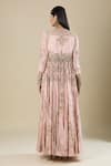 Shop_Anamika Khanna_Pink Cotton Sequins, Beads, Embroidery Round Neck Anarkali Set _at_Aza_Fashions