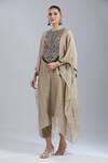 Buy_Prisho_Gold Beads Round Neck Yoke Embroidered Kaftan And Pant Set 