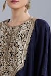 Prisho Blue Round Neck Resham Embroidered Kaftan And Pant Set at Aza Fashions Prisho_Blue Round Neck Resham Embroidered Kaftan And Pant Set _at_Aza_Fashions