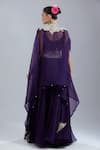 Shop Prisho Purple Embroidery Open , Round Cape Skirt Set at Aza Fashions Shop_Prisho_Purple Embroidery Open , Round Cape Skirt Set _at_Aza_Fashions