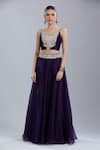 Prisho Purple Embroidery Open , Round Cape Skirt Set Online at Aza Fashions Prisho_Purple Embroidery Open , Round Cape Skirt Set _Online_at_Aza_Fashions