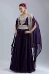 Buy Prisho Purple Embroidery Open , Round Cape Skirt Set at Aza Fashions Buy_Prisho_Purple Embroidery Open , Round Cape Skirt Set _at_Aza_Fashions