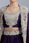 Prisho Purple Embroidery Open , Round Cape Skirt Set at Aza Fashions Prisho_Purple Embroidery Open , Round Cape Skirt Set _at_Aza_Fashions