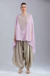 Prisho_Purple Sequins Round Neck Embroidered Kaftan And Pant Set _at_Aza_Fashions