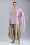 Buy_Prisho_Purple Sequins Round Neck Embroidered Kaftan And Pant Set _at_Aza_Fashions