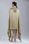 Shop_Prisho_Beige Tassels V-neck Dori Embroidered Kaftan And Pant Set _at_Aza_Fashions