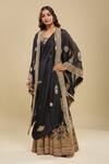 Buy_Anamika Khanna_Black Embroidery Square , Open Draped Sharara Set With Jacket_at_Aza_Fashions