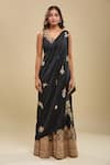 Shop_Anamika Khanna_Black Embroidery Square , Open Draped Sharara Set With Jacket_Online_at_Aza_Fashions
