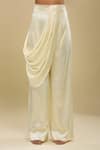 Buy_Anamika Khanna_Ivory Round Neck Draped Pant And Capelet Set _Online_at_Aza_Fashions