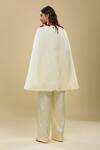 Shop_Anamika Khanna_Ivory Round Neck Draped Pant And Capelet Set _Online_at_Aza_Fashions