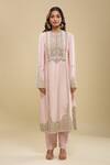Buy_Anamika Khanna_Pink Embroidery Round Neck Baby Kurta Set_Online_at_Aza_Fashions