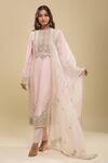 Buy_Anamika Khanna_Pink Embroidery Round Neck Baby Kurta Set_at_Aza_Fashions