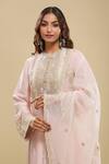Anamika Khanna_Pink Embroidery Round Neck Baby Kurta Set_at_Aza_Fashions
