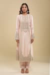 Anamika Khanna Pink Sequins, Embroidery Round Neck Baby Kurta Set at Aza Fashions Anamika Khanna_Pink Sequins, Embroidery Round Neck Baby Kurta Set_at_Aza_Fashions