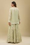 Shop_Anamika Khanna_Mint Embroidery Round Neck Green Kurta Sharara Set_at_Aza_Fashions