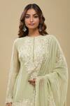 Anamika Khanna_Mint Embroidery Round Neck Green Kurta Sharara Set_at_Aza_Fashions