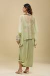 Shop_Anamika Khanna_Green Sequins, Embroidery V-, Round Jade Boxy Tunic And Draped Skirt Set_at_Aza_Fashions