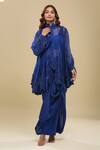 Buy_Anamika Khanna_Blue Embroidery High , Round Indigo Bubble Tunic And Draped Skirt Set_at_Aza_Fashions