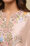 Anamika Khanna_Pink Embroidery Round Neck Tunic And Draped Skirt Set _at_Aza_Fashions