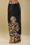 Anamika Khanna_Black Embroidery Asymmetric Floral Cape And Draped Skirt Set _Online_at_Aza_Fashions