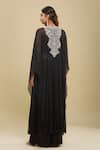 Shop_Anamika Khanna_Black Sequins, Embroidery Round , Square Cape And Pant Set _at_Aza_Fashions