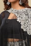 Buy_Anamika Khanna_Black Sequins, Embroidery Round , Square Cape And Pant Set 