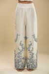 Buy_Anamika Khanna_Ivory Embroidery V-neck Jacket Top And Pant Set _Online_at_Aza_Fashions