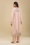 Shop_Anamika Khanna_Pink Embroidery Round Neck Kurta Pant Dupatta Set _at_Aza_Fashions