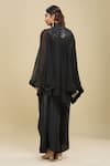 Shop_Anamika Khanna_Black Sequins Mandarin Collar, Round Neck Gathered Tunic And Draped Skirt Set _at_Aza_Fashions