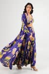 Buy_Amrood_Blue Silk Halter , Open Floral Print Royal Sharara Set _Online_at_Aza_Fashions