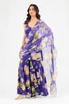 Buy_Amrood_Blue Silk Embroidery Scoop Neck Floral Printed Kurta Sharara Set _at_Aza_Fashions