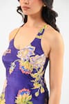 Amrood_Blue Silk Embroidery Scoop Neck Floral Printed Kurta Sharara Set _at_Aza_Fashions