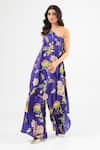 Shop_Amrood_Blue Silk Embroidery Asymmetric Royal Floral Kurta And Flared Pant Set _Online_at_Aza_Fashions