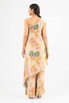 Shop_Amrood_Beige Silk Embroidery Asymmetric Floral Kurta And Flared Pant _at_Aza_Fashions