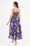 Shop_Amrood_Blue Silk Sweetheart Neck Floral Print Royal Dress _at_Aza_Fashions