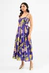 Buy_Amrood_Blue Silk Sweetheart Neck Floral Print Royal Dress _Online_at_Aza_Fashions