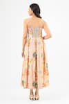 Shop_Amrood_Beige Silk Embroidery Sweetheart Neck Floral Dress _at_Aza_Fashions