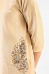 Shop_Amrood_Beige Silk Sequins, Embroidery Round Neck Royal Kurta And Pant Set 