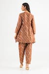 Shop_Amrood_Brown Embroidery Round Neck Kurta And Pant Set _at_Aza_Fashions