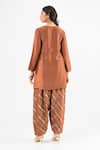 Shop_Amrood_Brown Embroidery Split V-neck Moccha Mouse Kurta Set _at_Aza_Fashions