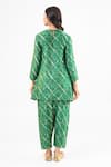 Shop_Amrood_Green Embroidery Round Neck Deep Pure Banarsi Kurta Set _at_Aza_Fashions